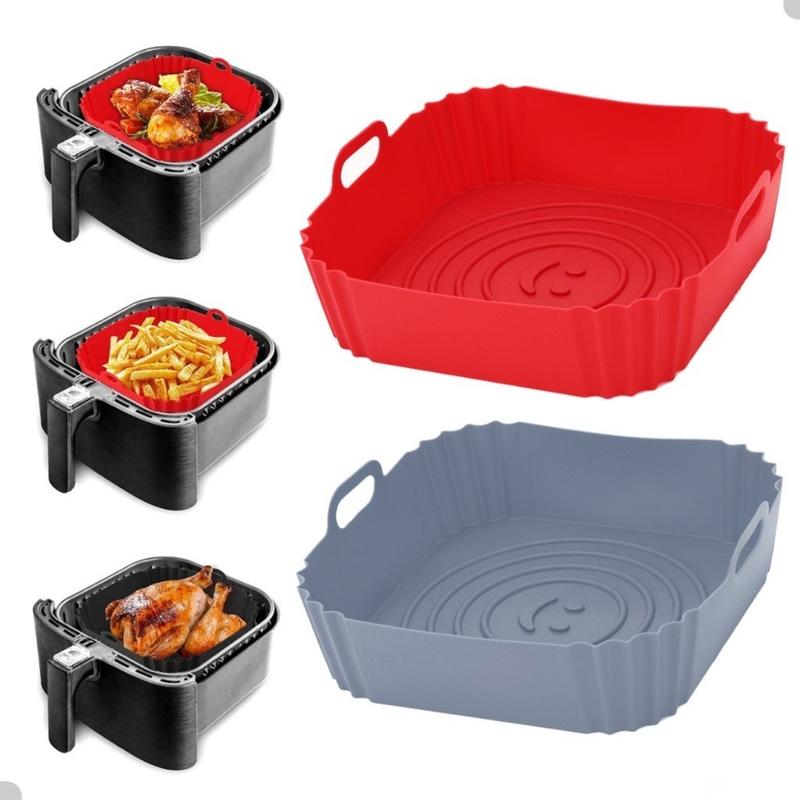 1/2/3 Unidade Formas de Silicone Quadrada 17x17cm Assadeira Air Fryer e Forno Forma para Fritadeira Elétrica com Alça