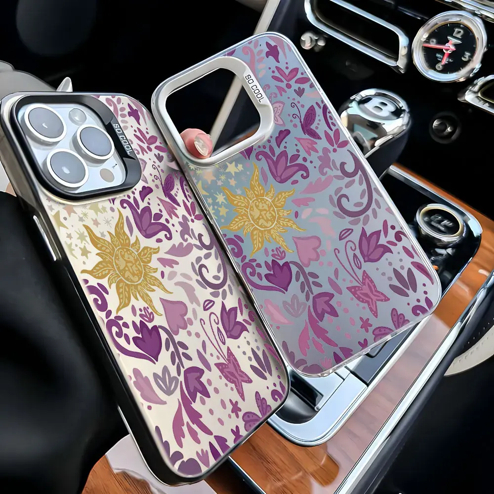 Capinha iPhone Sol Roxo Floral Estilo Aesthetic e Antichoque capa para iPhone17 16 15 14 13 12 11 pro max SamsungGalaxy Capa para celular