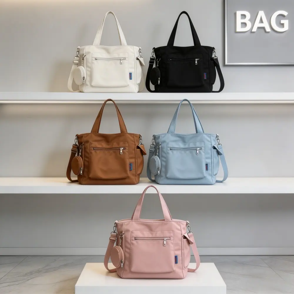 Bolsa Tote Oxford Feminina Grande Multifuncional Alça Ombro Transversal - Várias Cores Disponíveis