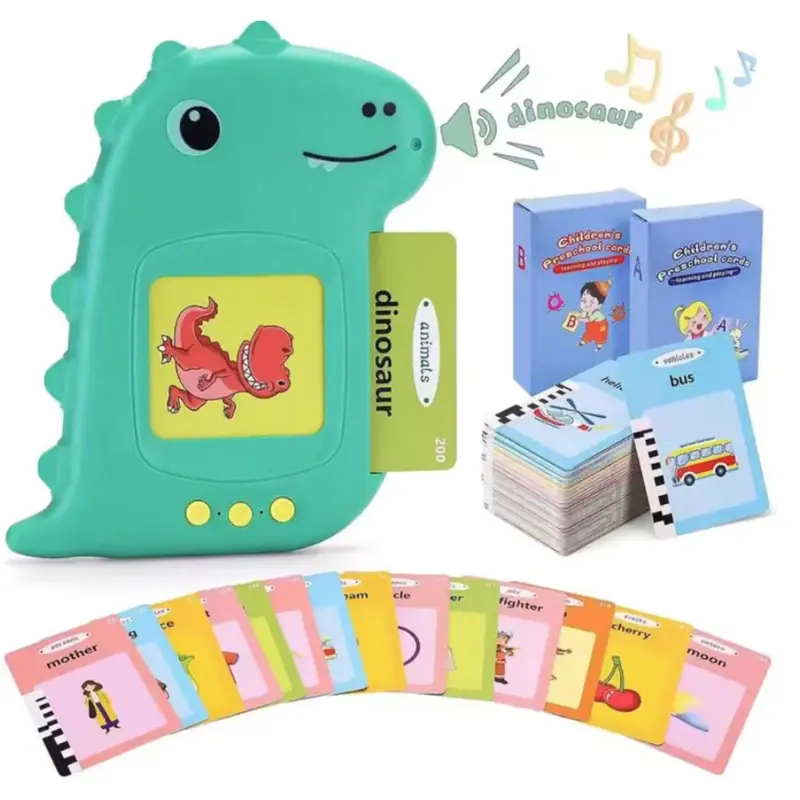 Brinquedo Cartão Infantil Educativos Cartão Fala Inglês Português Dino Apraxia Autismo Alfabetização 224 Palavras