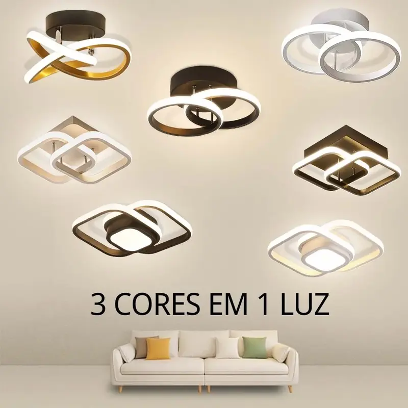 Luminária De Teto Led Decoração Minimalista Moderno Pendente Lustre Plafon para Sala Quarto Ceiling Light Design Contemporâneo Iluminação de Teto 32w 50000 Horas