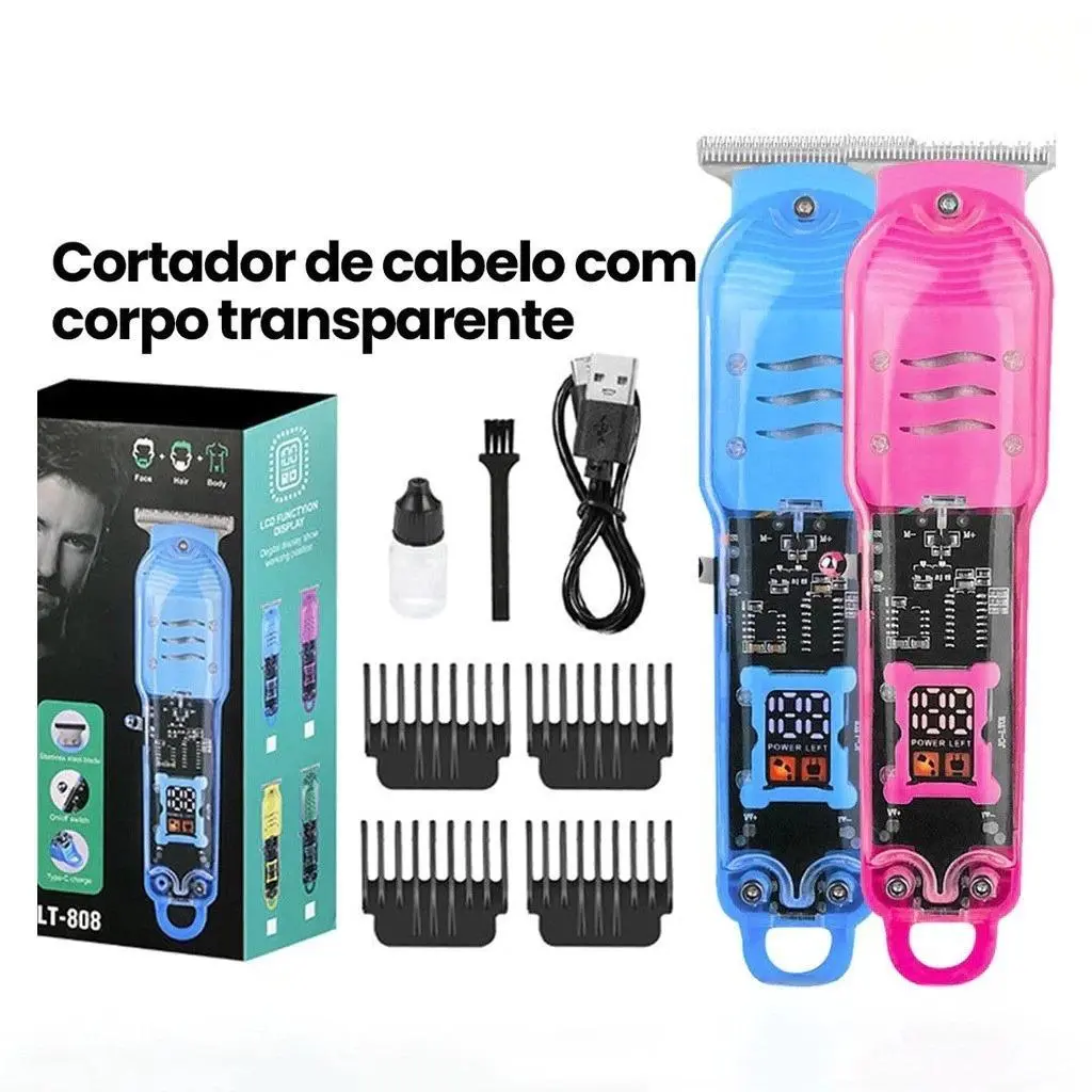 Barbeador Elétrico Sem Fio Para Homens - Máquina De Cortar Cabelo Smart LCD Transparente Profissional, Tecnologia De Corte Suave, Bateria De Alta Capacidade, Design Confortável, Fácil De Operar E Limpeza, Ideal Para Grooming Diário