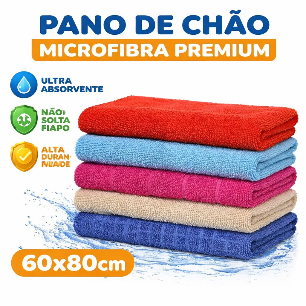 Kit Pano de Microfibra Gigante Avelulado, Pano de Copa, Cozinha Pano de Chão Alta Absorção