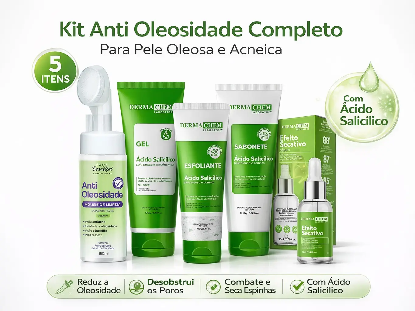 Kit skincare antiacne limpeza de pele oleosa antioleosidade cravos acne espinhas
