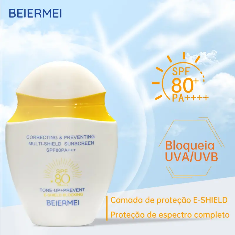 [BEIERMEI Skincare] Protetor Solar com Correção e Prevenção Múltipla (Protetor Solar com Efeito Corretivo e Multi-Ações) SPF80 PA+++ E50ml