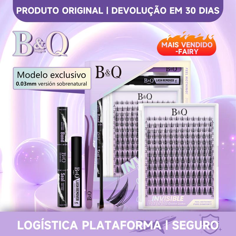 B&Qaugen Fairy Manga Kit Cílios Extensão | Anime DIY Cílios Com Banda Invisível Ultrafina, 144PCS 8-16mm | Impermeável Adesivo&Selante, Removedor | Fácil Para Iniciantes Cosplay & Festival Maquiagem Cosmética