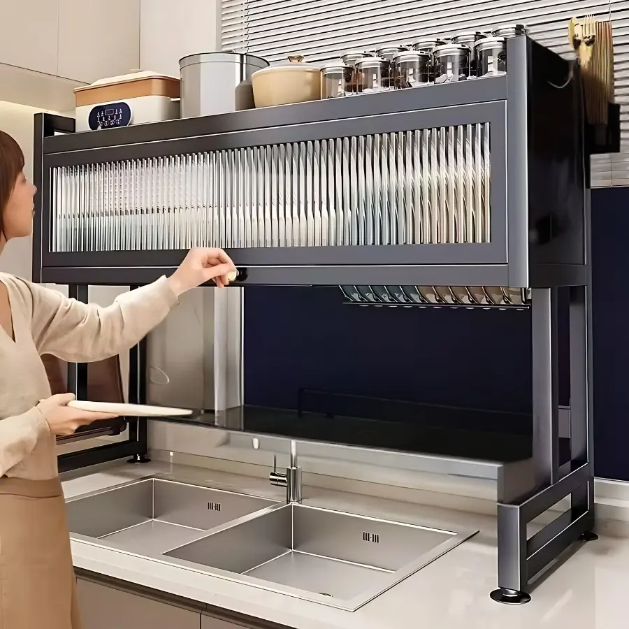 Escorredor de Louça Suspenso Duplo – Organizador de Cozinha 65 a 105cm – Envio Rápido!
