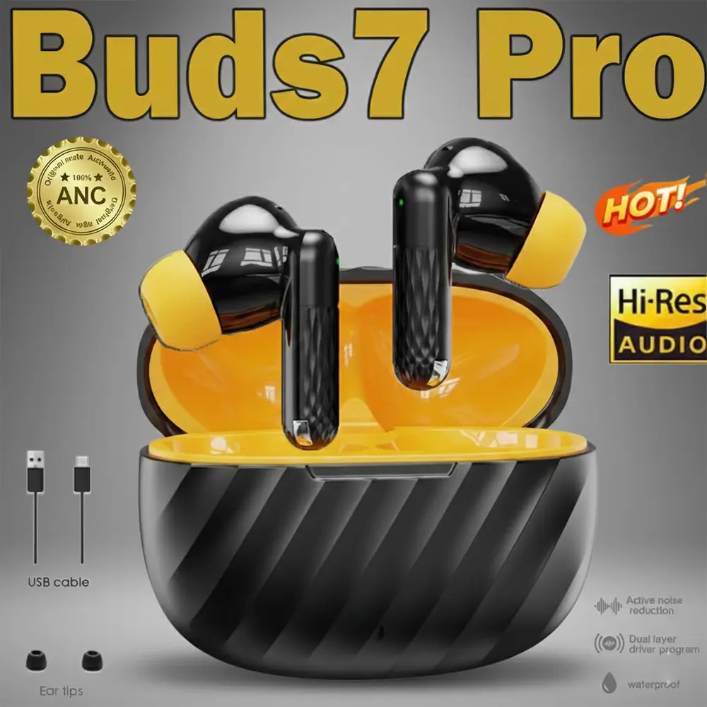 ANC Cancelamento ativo de ruído Fone De Ouvido Bluetooth 5.3 Sem Fio Esportivo Premium-Buds7 Pro
