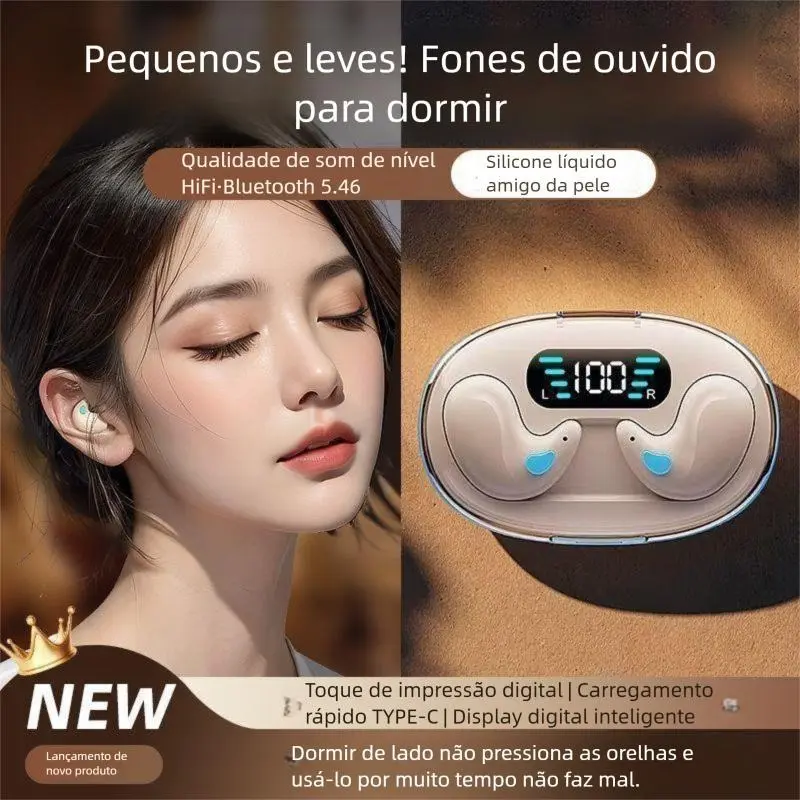 Fone X55 Bluetooth 5.4 Mini Invisível Sono Longa Duração Universal fone de ouvido sem fio bluetooth
