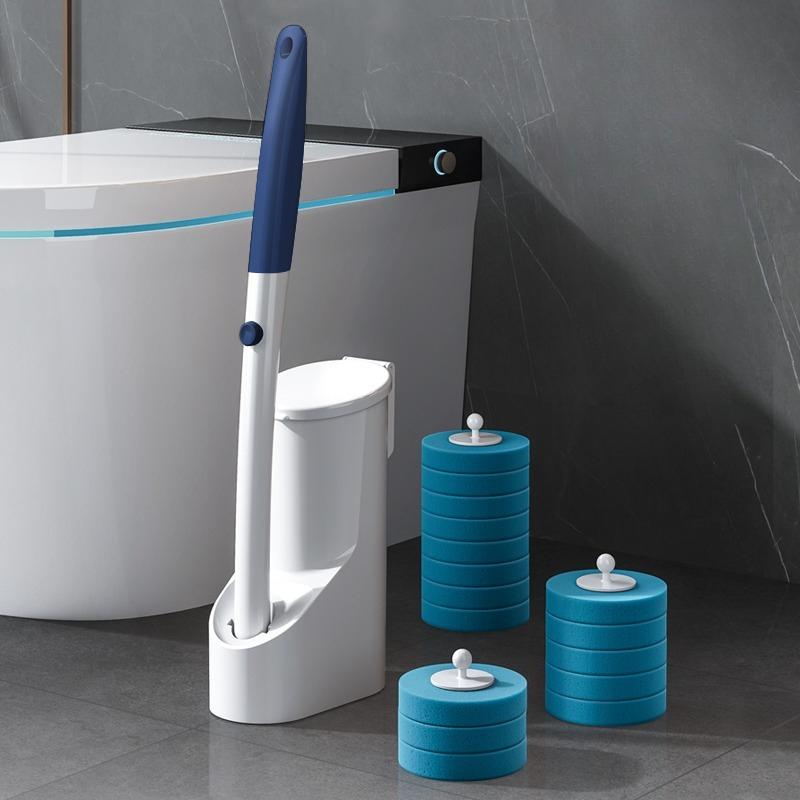 Escova Sanitária com Cabeça Descartável, Refil Substituível com Produto de Limpeza, Sem Sujar as Mãos