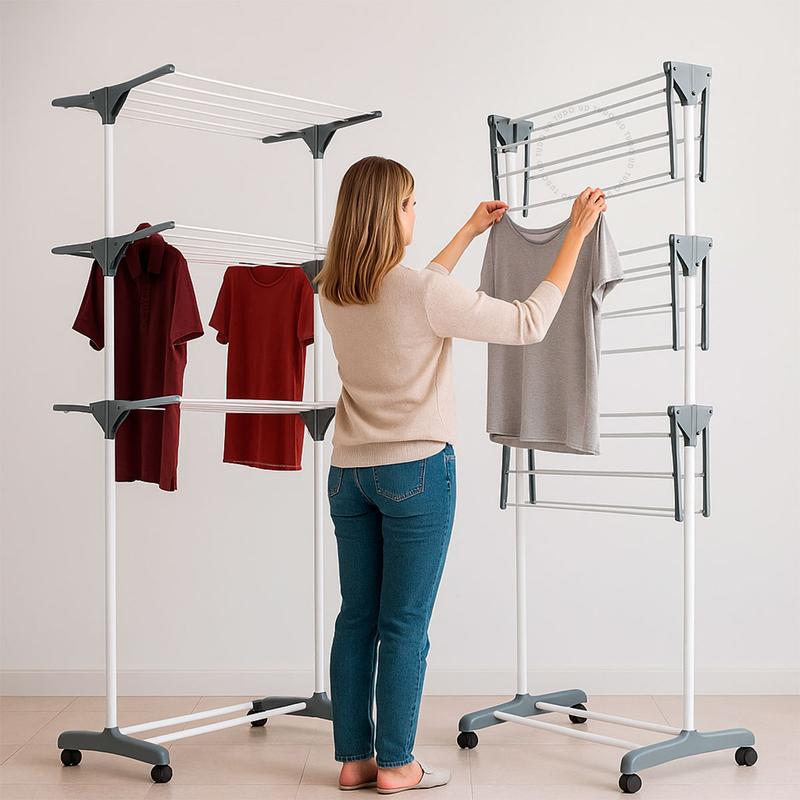 Varal De Chão Varanda Para Roupas Calcinhas Grades 3 Andares Dobrável Portátil